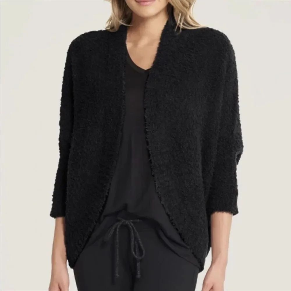 BAREFOOT DREAMS | Black CozyChic Fluffy Cocoon Style Shrug Cardigan Women’s S/M
